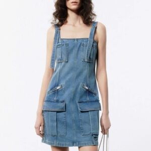 Mo & Co Cargo Pocket Denim Mini Dress